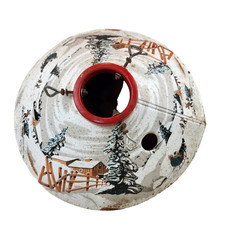 VTG Christmas Tree Stand Nostalgic Snow Sleigh Snowman Winter Metal USA