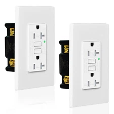 2PCS GFCI Outlet 20A with TEST/RESET WR TR LED Indicator ETL Listed Wall Plate