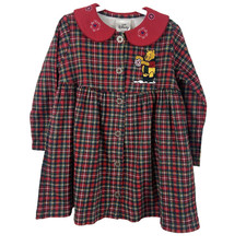 Vintage Winnie The Pooh Girls Dress Plaid Size 3T Disney Store Pooh's Snowflake