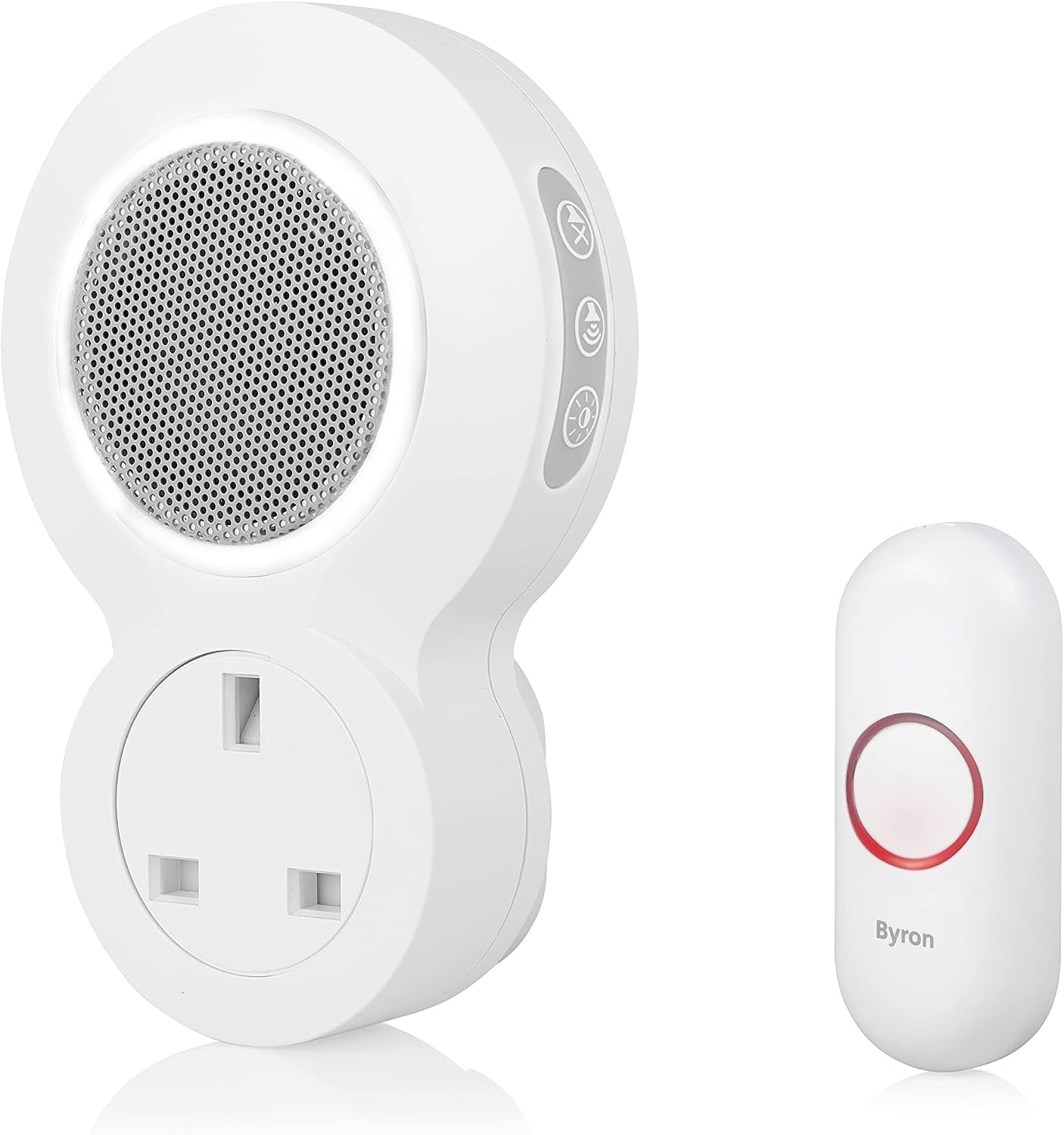 Byron DBY-23513UK Wireless Plug in Doorbell Set, 175m Range, 8 Melodies, Visual