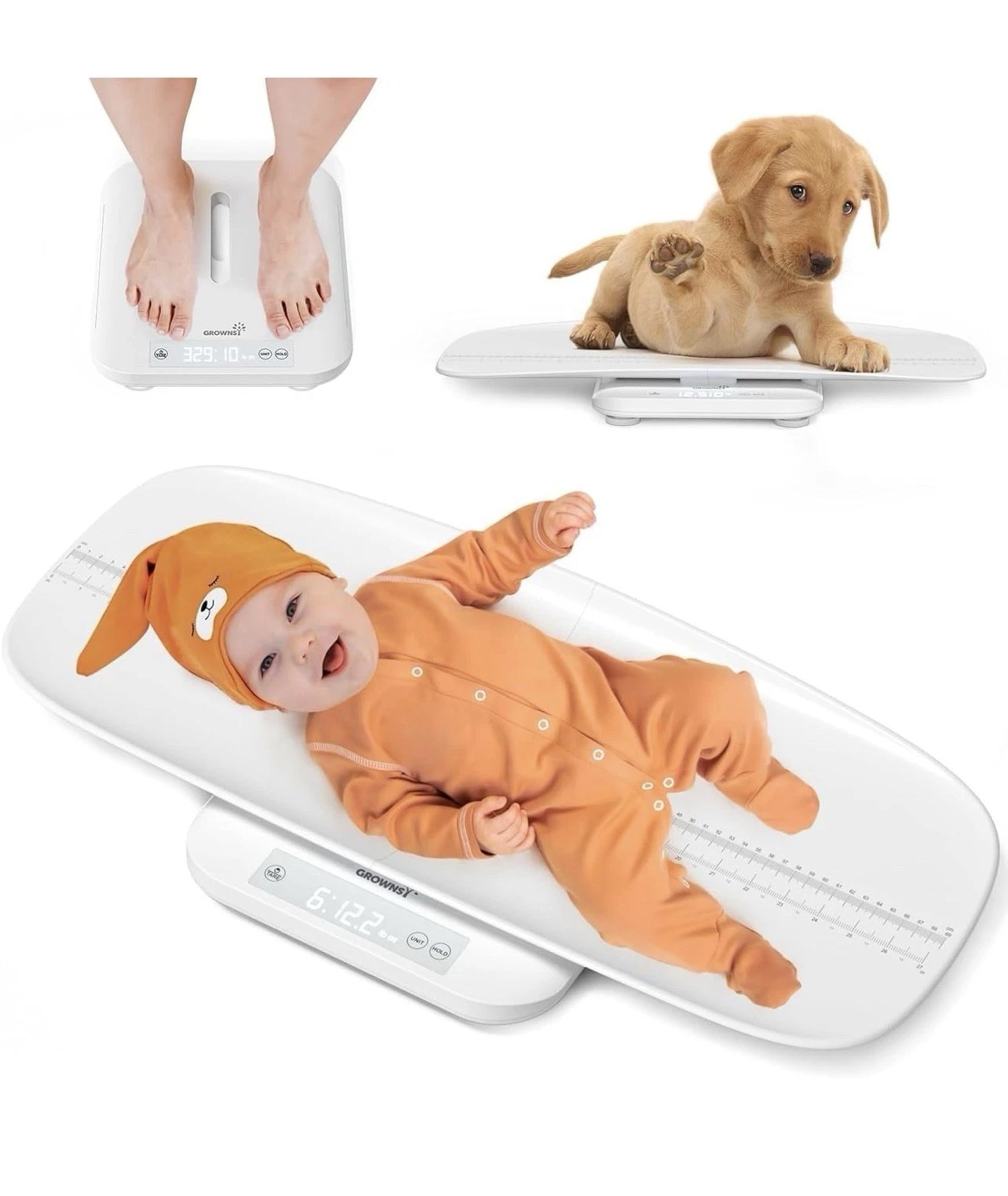 Digital Baby Pet Scale Detachable Tray Accurate 150kg Max Safe Curved Platform
