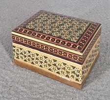 Vintage Khatam Marquetry Persian Wood Inlay Trinket Keepsake Jewelry Box