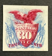 US 1869 XF Sc#121P4, 30c plaque épreuve sur carte (W59)