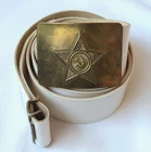 Soviet army Belt white Brass buckle vintage USSR parade military uniform soldier
