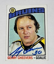1976-1977 Topps Gerry Cheevers #20 Certified AUTO Inscribed Hockey Card HOF