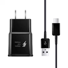 USB Wall Charger & 3FT USB-C Cable for Samsung Galaxy S21 S22 S23 Note20 Black