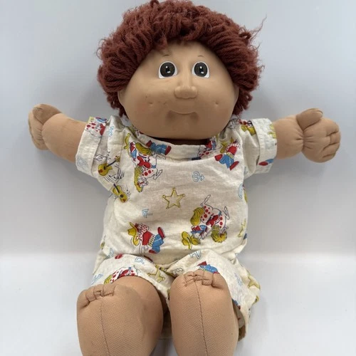 1978 1982 Cabbage Patch Doll Brown Hair Eye Coleco Western Outfit Vintage
