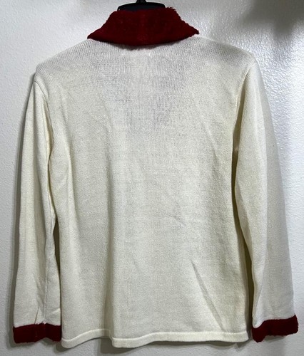J TWO NEW YORK STRICKPULLOVER WEISS MIT ROTEM KRAGEN & CARDINALS KNOPFLEISTE Gr. M - Bild 2 von 4