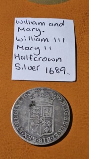 99p no reserve! 1689 William & Mary Half Crown British Silver Coin Nice grade