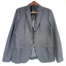 ALL SAINTS Dayton Wool Blend Weave Texture Blazer Jacket Mens L 40 Dark Gray