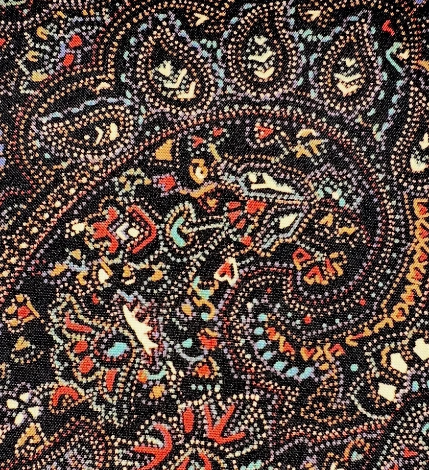 Tecido de poliéster vintage preto paisley floral 45”x 3Yd perfeito 4 roupas #8823 - Imagem 2 de 4