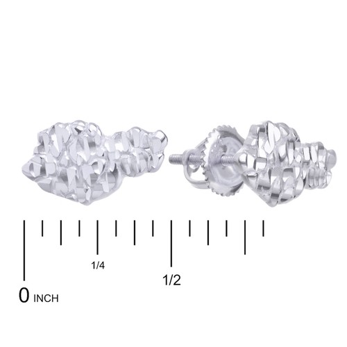 Hip Hop Iced Bling Rapper Nugget 925 Silver in Plated Screw Back Earrings SHS654 - Picture 7 of 8