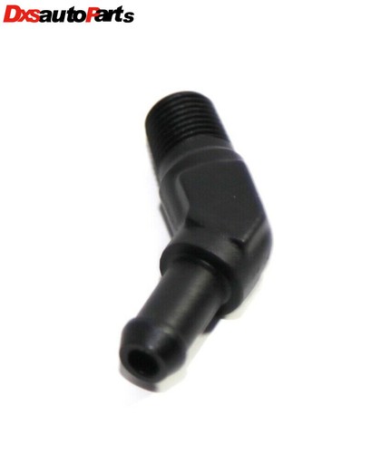 (one) 1/8NPT Male to 5/16" Hose Barb 45 Degree Aluminum Fitting Adapter Black - Picture 6 of 8