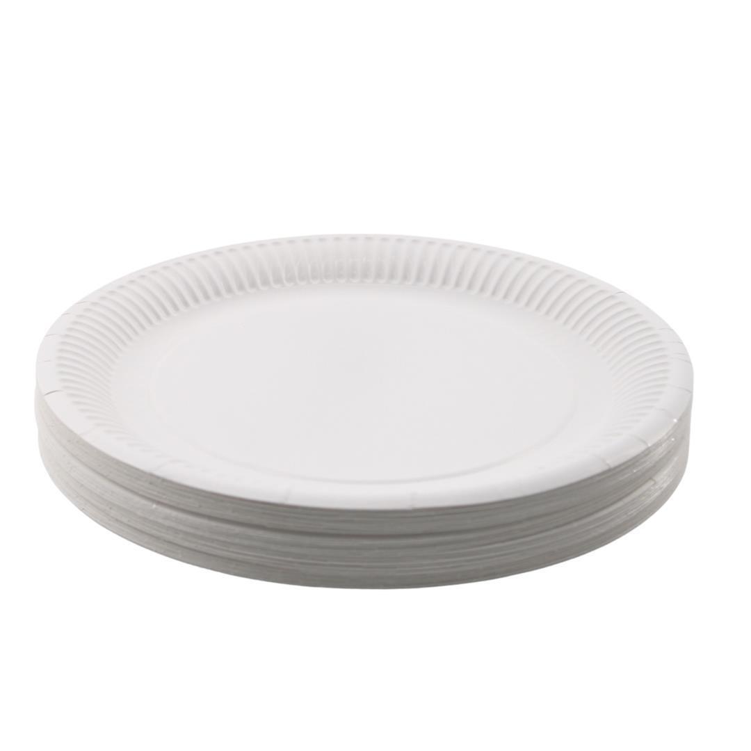 Enpack 500 Stück Einweg Teller aus Papier 23cm - Einwegteller in weiß Pappteller