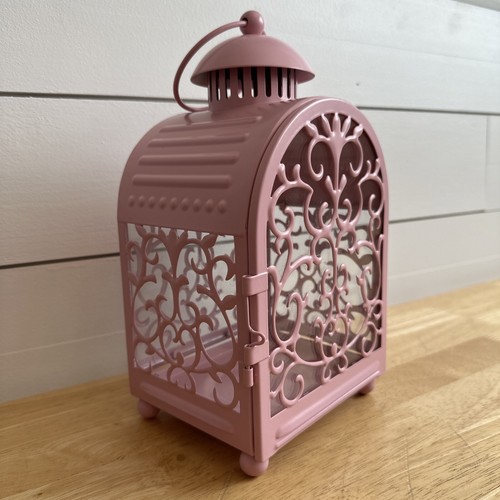 Ikea Vintage Gottgera Pink Lantern Candle Holder Decor Rare Metal Glass - Picture 3 of 12