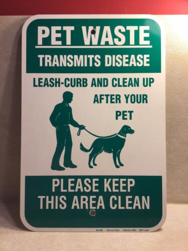 Pet Waste Reflective Metal Sign Leash-Curb & Clean Up After Dog Keep Clean- NEW