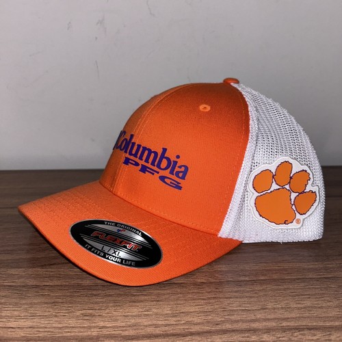 Clemson Tigers Columbia PFG Orange Flex Fit Size L/XL Hat Cap White Mesh Back - Picture 2 of 5