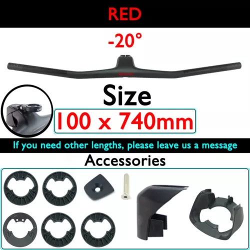 Full Carbon MTB Bicycle Integrated Cockpit Handlebar 740-780mm -20° UD Matte - Picture 36 of 48