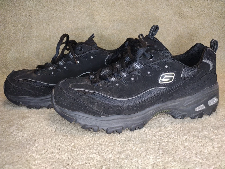 斯凯奇女式 D Lites 11930EW 黑色跑步鞋运动鞋 8 码宽 — 第 2/4 张图片