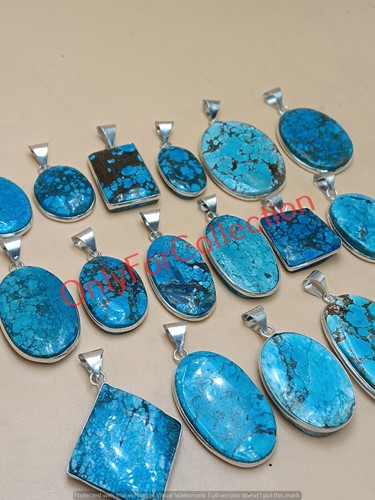 Lotto ciondoli ingrosso placcati argento sterling 925 pietra turchese naturale - Foto 4 di 5