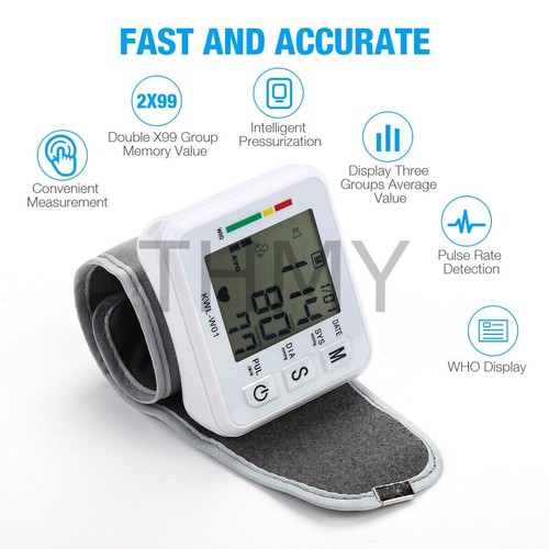 Digital Wrist Blood Pressure Monitor Heart Beat Rate Pulse BP Measure Machine - Picture 2 of 9