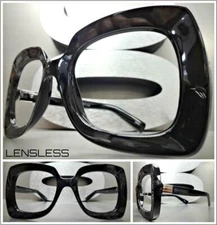 Oversized Exaggerated RETRO Large Square Lensless Eye Glasses Frame Only NO Lens