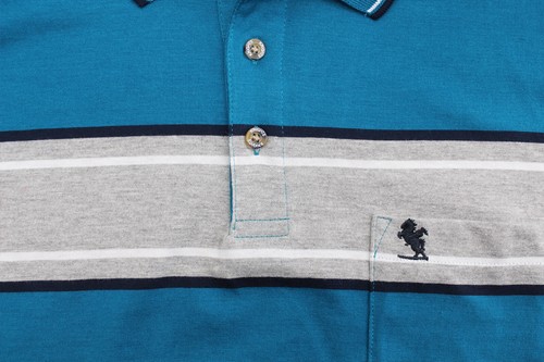 Men's Short Sleeve Striped Classic Casual Embroidered Logo Polo Shirt - Picture 14 of 49
