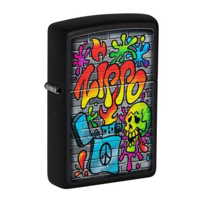 Zippo Windproof Lighter Zippo Street Art Design Black Matte Finish Pocket 49605