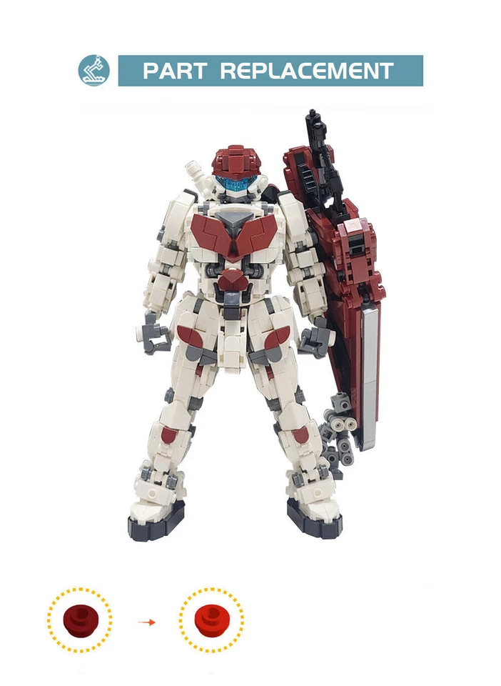 Red Robot Action Figure MOC Building Blocks Set Mecha Film Model Bricks Toy Gift - Image 4 of 4
