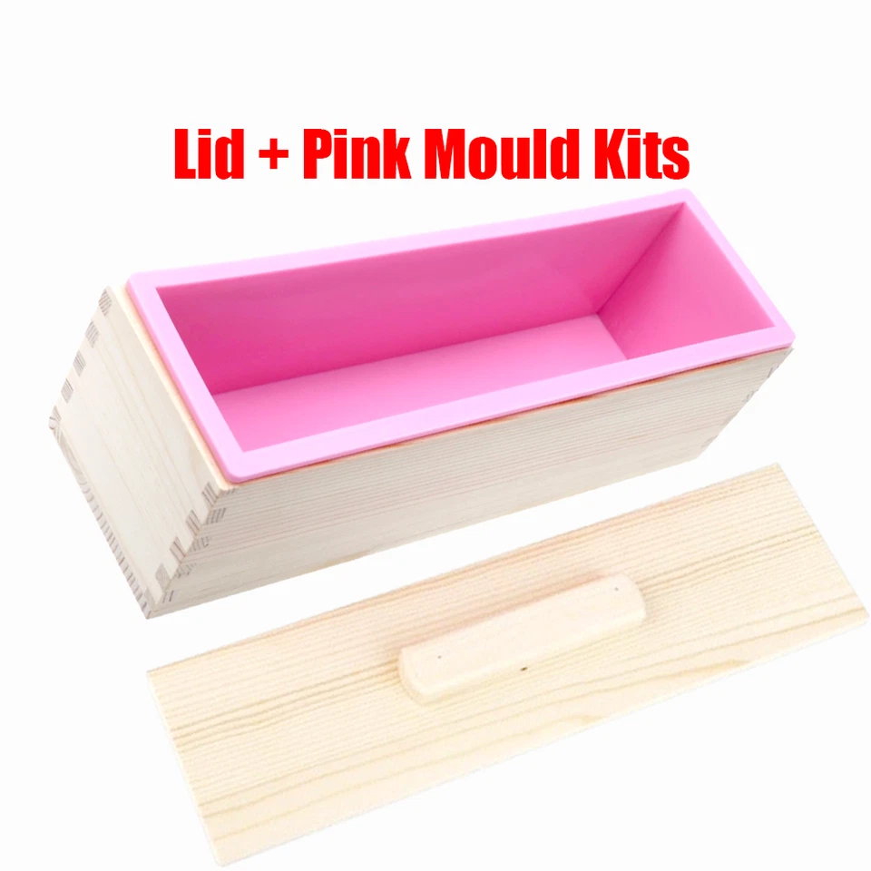 1.2kg Wood Loaf Soap Mould w/Silicone Mold Cake Making Wooden Box produce 2 sets - image 4 of 4