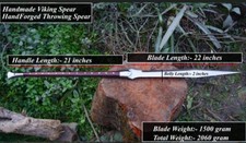 Handmade High Carbon Steel Viking Spear Full Tang Battle Ready Blade w/ Leather