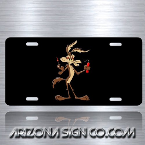 Wile e Coyote from Roadrunner Cartoon Aluminum Replica Prop License Plate Tag