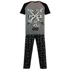 Star Wars Pyjamas Adults Mens S M L XL XXL PJs May The Force Be With You Grey