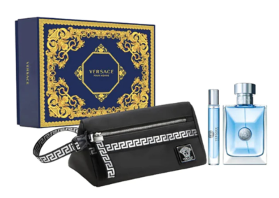 VERSACE Pour Homme オードトワレ ポーチセット Pour Homme by Versace Men EDT Spray for Men 3.4oz 3pc New GIft Box