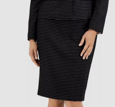 $100 Le Suit Women's Black Striped Lined Pencil Skirt Petite Size 10P