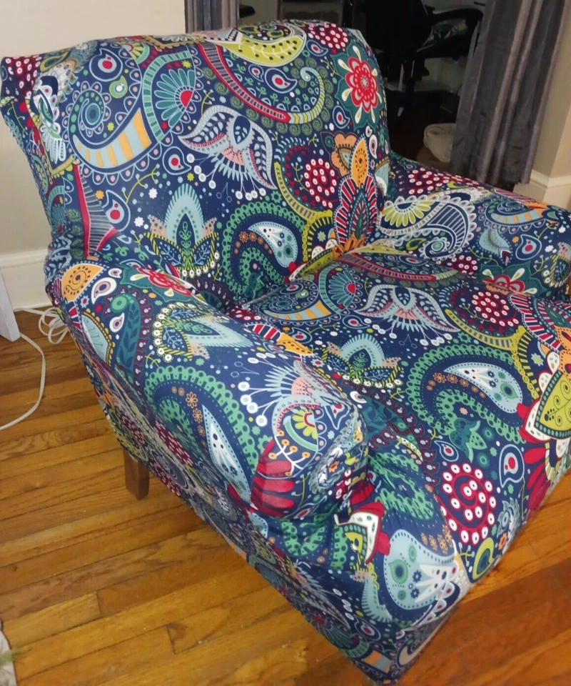 SILLA PAISLEY FLORAL MULTICOLOR FUNDA ANTIDESLIZANTE BOHO ELÁSTICA Foto 3 de 4