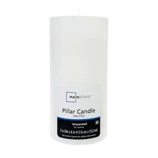 Mainstays Unscented Pillar Candle, 3 x 6 Inches, White