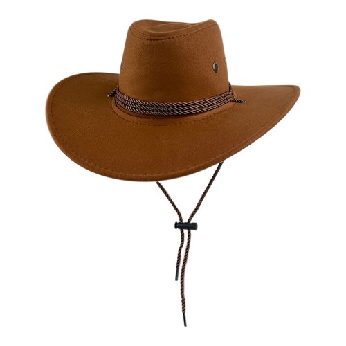 Cappello da cowboy vintage in pelle scamosciata stile britannico cappello da rancher western unisex - Foto 6 di 57