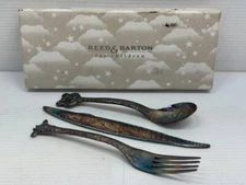 Set Of 3 Pcs Reed & Barton Silverplate Animals Children’s Flatware