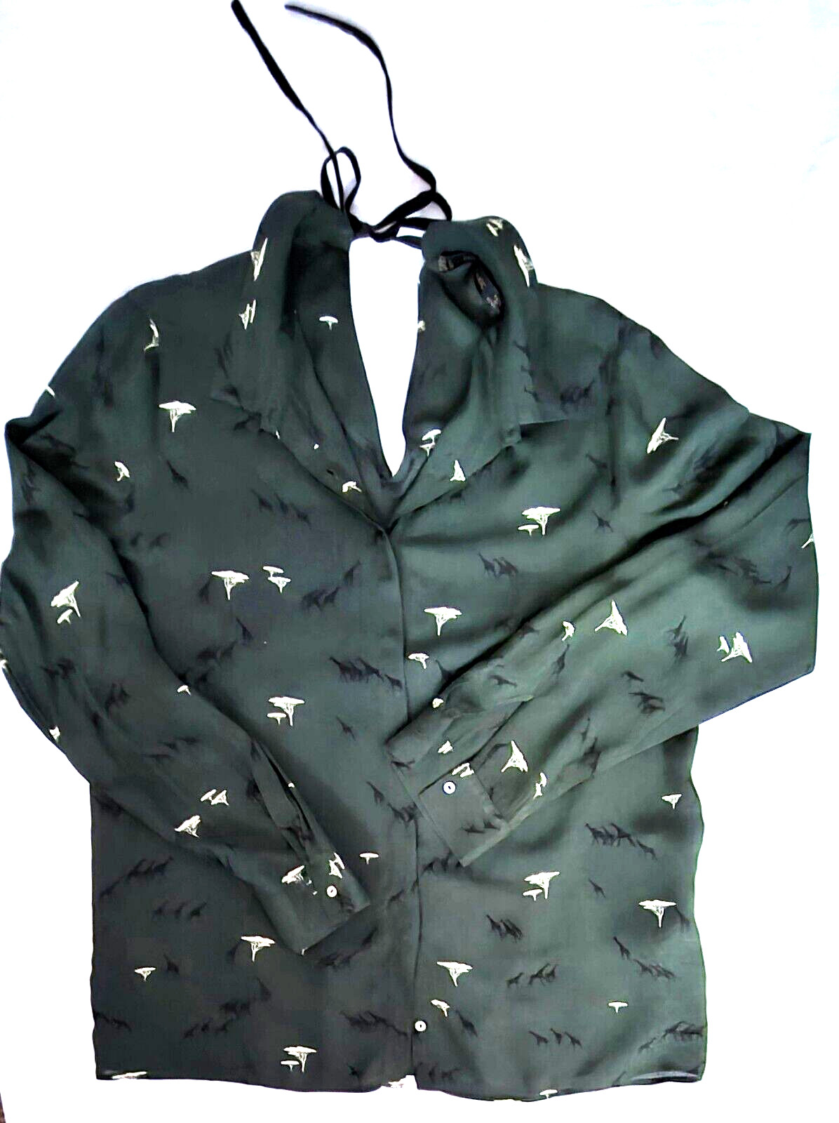 Dark Green Zara Basic(Trees/Giraffe Print)Top/Blo… - image 1