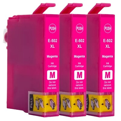 3 x MAGENTA 502XL TINTENPATRONEN ALS ERSATZ EPSON P-5150 P-5155 WF-2880 NICHT OEM