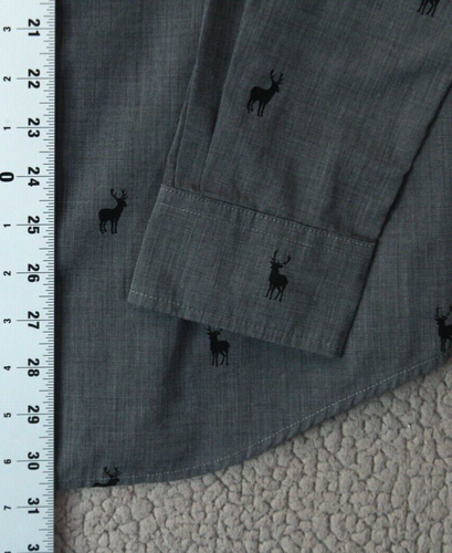 Chaps Shirt Medium Gray Buck All Over Deer Print Button Long Sleeve - Picture 18 of 21