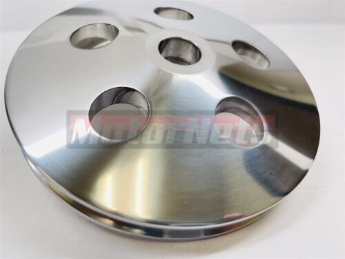 SBC Chevy Polished Aluminum Single Groove Pressfit Power Steering Pulley 3/4" SB - Picture 2 of 3