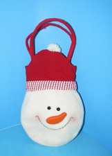 Vtg Rare Smiling Snowman Christmas Handbag Double Handles Brand Unknown 16" L K