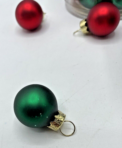 Mini Christmas Ornament Balls Red and  Green Glass Set of 50 - Picture 3 of 5