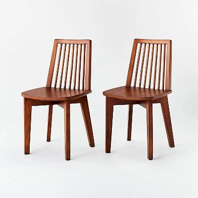 2pk Linden Modified Windsor Wood Dining Chairs Walnut Threshold designed with