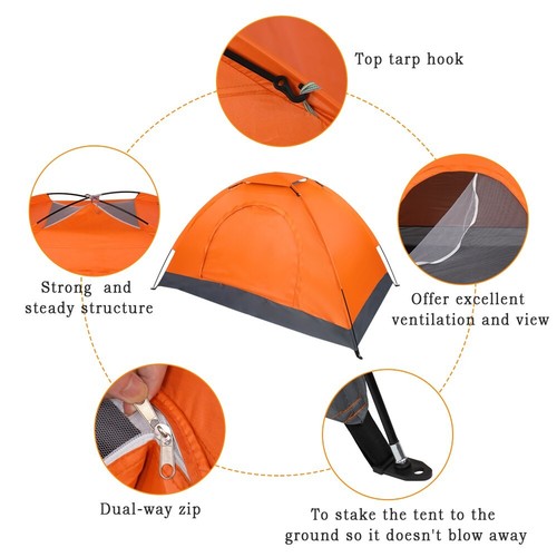 Top 1-Person Waterproof Camping Dome Tent Automatic Quick Shelter Outdoor Hiking - Picture 5 of 12