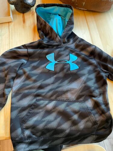 Under Armour Black/Blue Logo Pullover Hoodie Sweatshirt Youth Large