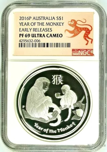 2016 P Australia PROOF Silver Lunar Year of the Monkey NGC PF 69 1 oz Coin ER