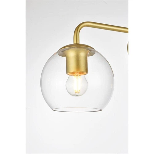 Living District Genesis 3-Light Iron & Glass Bath Sconce in Brass/Clear - Picture 4 of 6